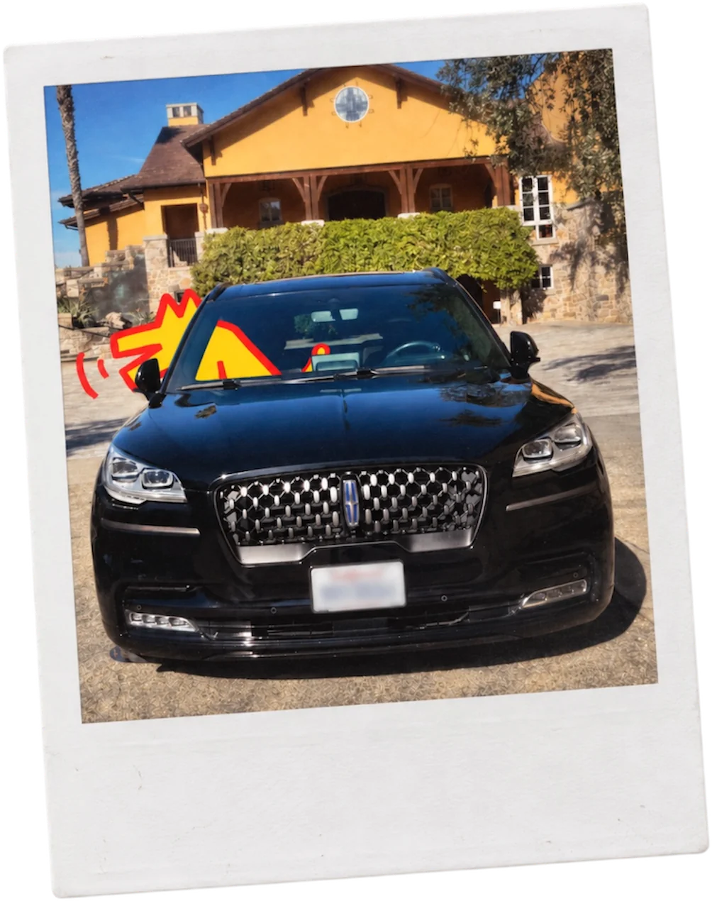 Our black tour SUV parked at a Napa winery